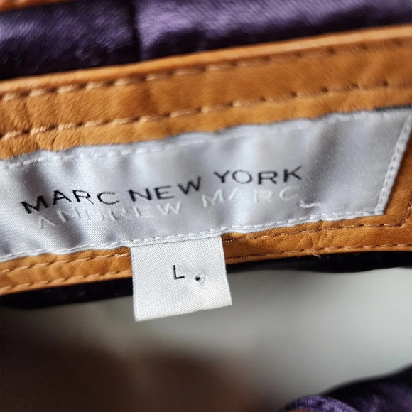 Marc New York Andrew Marc Leather Jacket Zip Front Caramel Size Large - Picture 3 of 16